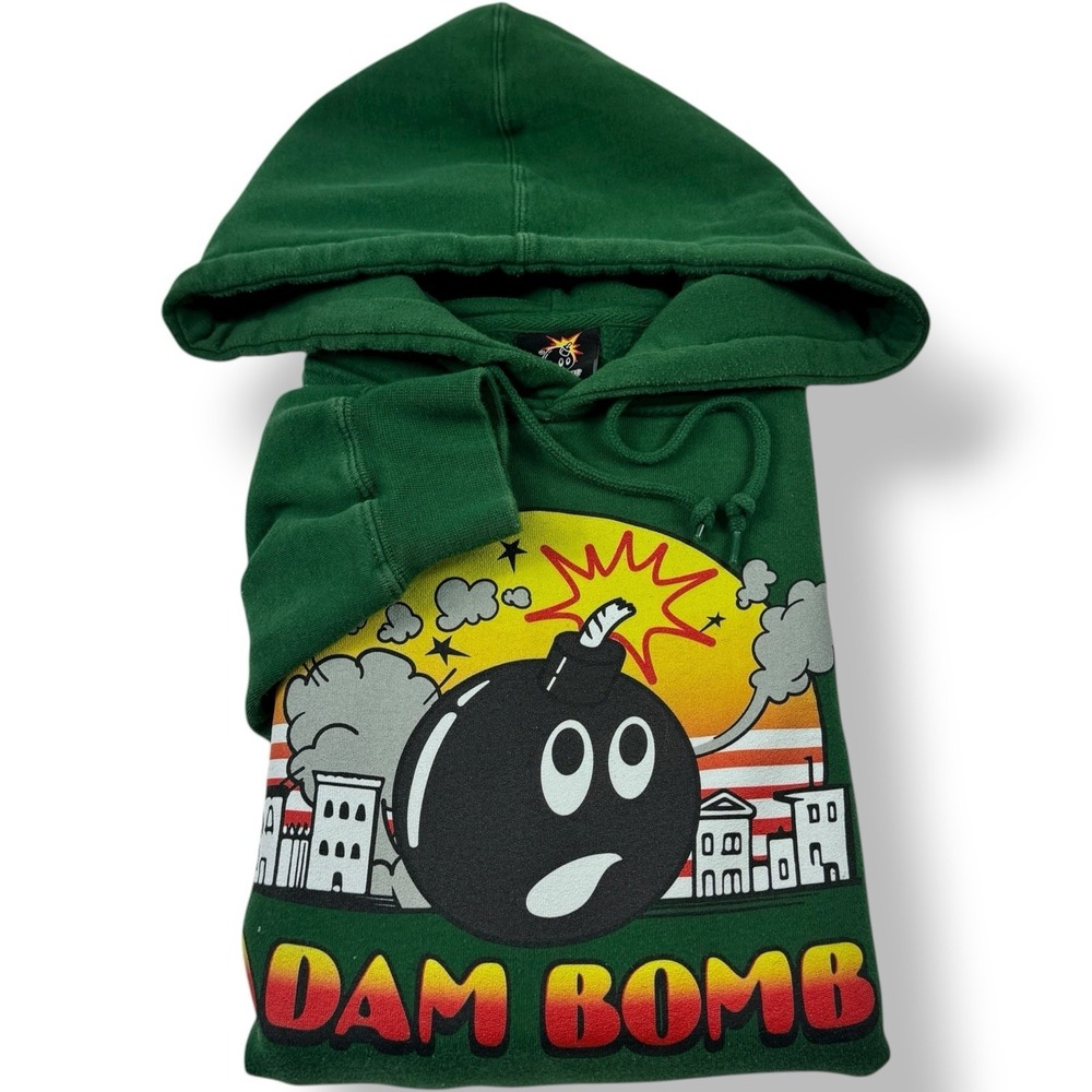 The Hundreds Green Adam Bomb Hooded Fleece Sweatshirt Cotton Polyester Large